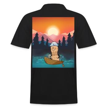 Peanut Leisure Holiday Recreation Nature Boat - Men's Polo Shirt - black - Back - Kai (181cm)
