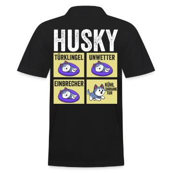 Hund Husky - Männer Poloshirt - Schwarz - Hinten - Kai (181cm)