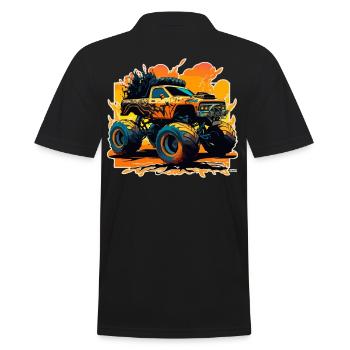 Monstertruck Wahnsinn - Männer Poloshirt - Schwarz - Hinten - Kai (181cm)