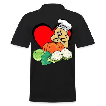 Ours en peluche Cuire Coeur Légumes Cuisson Vitamines Santé - Polo Homme - noir - Dos - Kai (181cm)