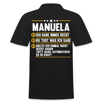 Manuela - Männer Poloshirt - Schwarz - Hinten - Kai (181cm)