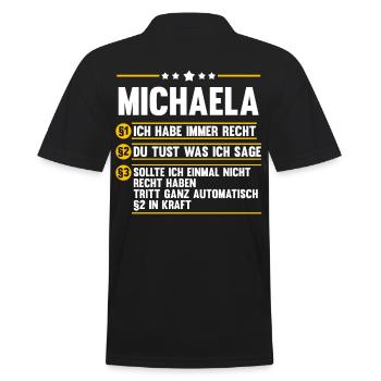 Michaela - Männer Poloshirt - Schwarz - Hinten - Kai (181cm)