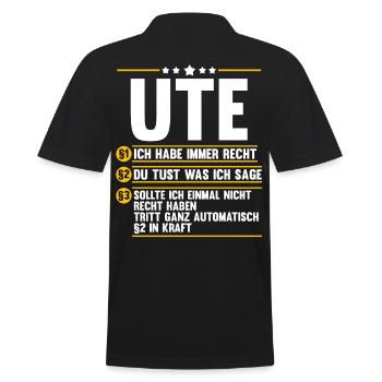 Ute - Männer Poloshirt - Schwarz - Hinten - Kai (181cm)