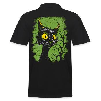 Chat de dessin animé vintage surpris - Polo Homme - noir - Dos - Kai (181cm)