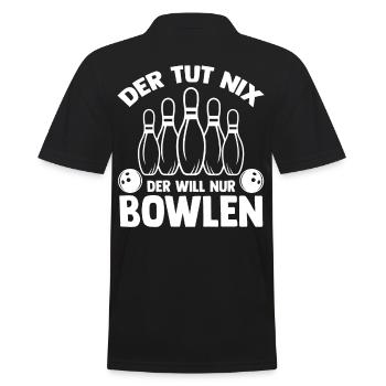 Bowler Bowlen Kegeln Bowling - Männer Poloshirt - Schwarz - Hinten - Kai (181cm)