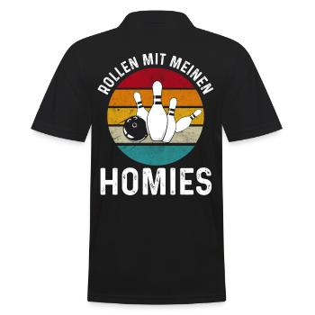 Bowler Bowlen Kegeln Bowling - Männer Poloshirt - Schwarz - Hinten - Kai (181cm)