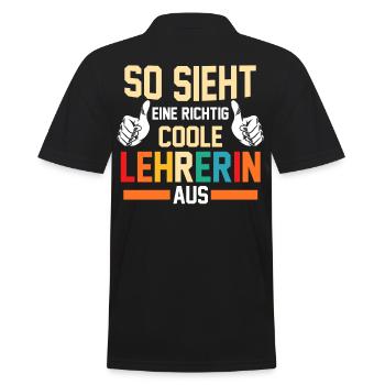 Schullehrerin Lehrerin - Männer Poloshirt - Schwarz - Hinten - Kai (181cm)