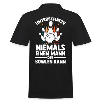 Bowler Bowlen Kegeln Bowling - Männer Poloshirt - Schwarz - Hinten - Kai (181cm)