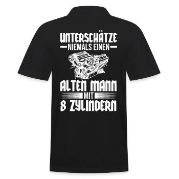 Auto Mechaniker KFZ Mechatroniker Tuner Schrauber - Männer Poloshirt - Schwarz - Hinten - Kai (181cm)