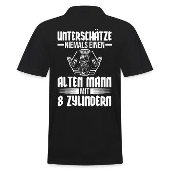 Auto Mechaniker KFZ Mechatroniker Tuner Schrauber - Männer Poloshirt - Schwarz - Hinten - Kai (181cm)