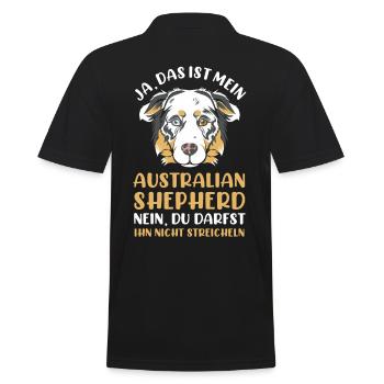 Hund Australian Shepherd - Männer Poloshirt - Schwarz - Hinten - Kai (181cm)