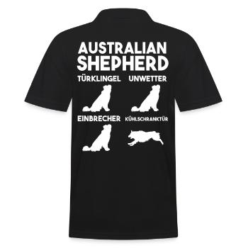 Hund Australian Shepherd - Männer Poloshirt - Schwarz - Hinten - Kai (181cm)