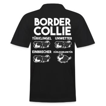 Hund Border Collie - Männer Poloshirt - Schwarz - Hinten - Kai (181cm)