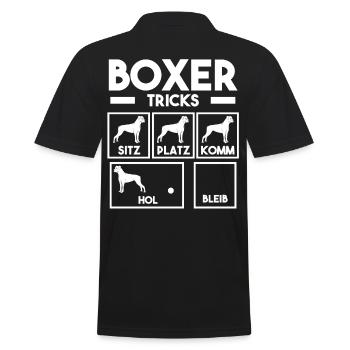Hund Boxer - Männer Poloshirt - Schwarz - Hinten - Kai (181cm)