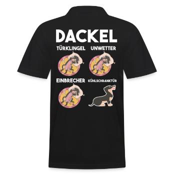 Hund Dackel - Männer Poloshirt - Schwarz - Hinten - Kai (181cm)