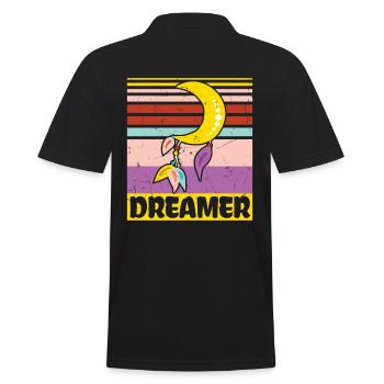 Dreamer Distressed Dreamcatcher - Männer Poloshirt - Schwarz - Hinten - Kai (181cm)