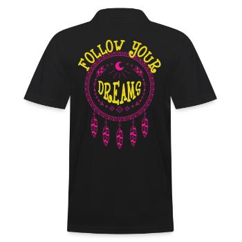 Follow Your Dream Dreamcatcher Dream Catcher - Männer Poloshirt - Schwarz - Hinten - Kai (181cm)