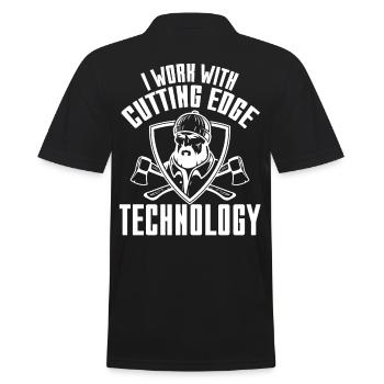 I Work With Cutting Edge Technology - Männer Poloshirt - Schwarz - Hinten - Kai (181cm)