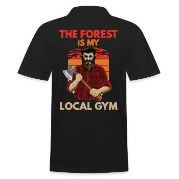 The Forst Is My Local Gym - Männer Poloshirt - Schwarz - Hinten - Kai (181cm)