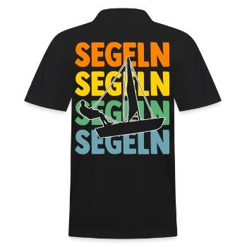 Segelboot Segler Segeln - Männer Poloshirt - Schwarz - Hinten - Kai (181cm)