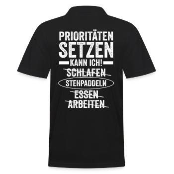 Stand Up Paddeling - Männer Poloshirt - Schwarz - Hinten - Kai (181cm)