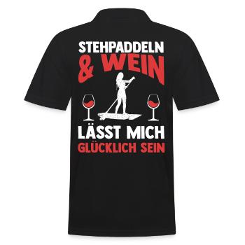 Wein Stand Up Paddeling - Männer Poloshirt - Schwarz - Hinten - Kai (181cm)