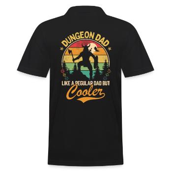 Dungeon Dad - Wie ein normaler Vater, aber cooler - Männer Poloshirt - Schwarz - Hinten - Kai (181cm)