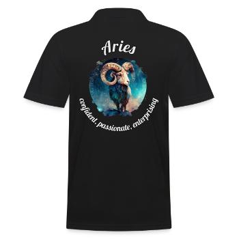 Aries Sternzeichen Widder Astronomie - Männer Poloshirt - Schwarz - Hinten - Kai (181cm)