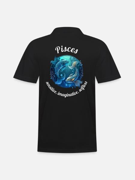 Pisces Sternzeichen Fische Astronomie - Männer Poloshirt - Schwarz