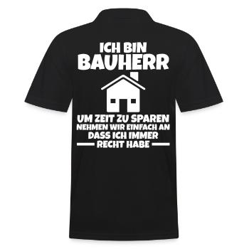 Ich Bin Bauherr - Männer Poloshirt - Schwarz - Hinten - Kai (181cm)