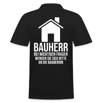 Bauherr - Männer Poloshirt - Schwarz - Hinten - Kai (181cm)