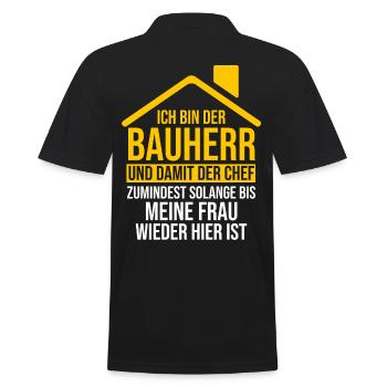 Bauherr - Männer Poloshirt - Schwarz - Hinten - Kai (181cm)