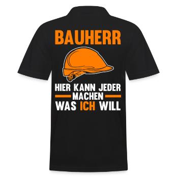 Bauherr - Männer Poloshirt - Schwarz - Hinten - Kai (181cm)