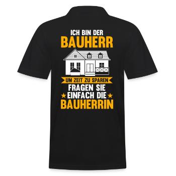Bauherr - Männer Poloshirt - Schwarz - Hinten - Kai (181cm)