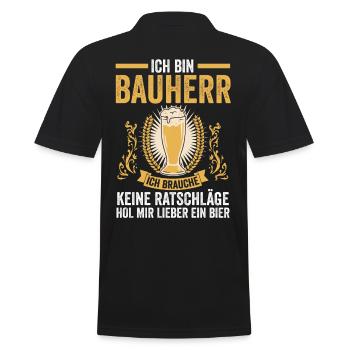Bier Bauherr - Männer Poloshirt - Schwarz - Hinten - Kai (181cm)