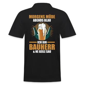 Bauherr - Männer Poloshirt - Schwarz - Hinten - Kai (181cm)