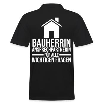 Bauherrin - Männer Poloshirt - Schwarz - Hinten - Kai (181cm)