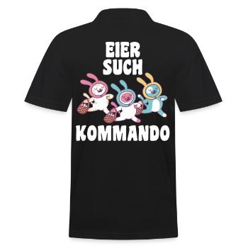 Osterhase Hase Ostern - Männer Poloshirt - Schwarz - Hinten - Kai (181cm)