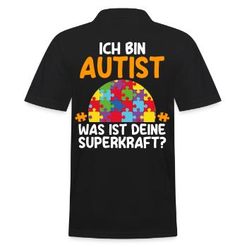 Autismus Autist Autisten - Männer Poloshirt - Schwarz - Hinten - Kai (181cm)