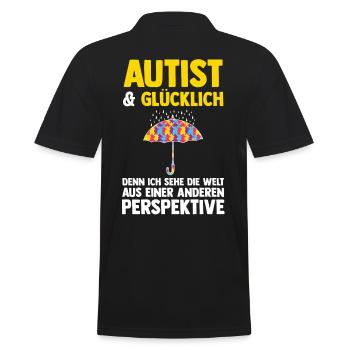 Autismus Autist Autisten - Männer Poloshirt - Schwarz - Hinten - Kai (181cm)