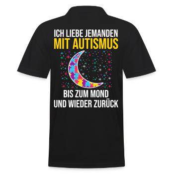 Autismus Autist Autisten - Männer Poloshirt - Schwarz - Hinten - Kai (181cm)