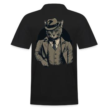 1920er Gangster Katze Anführer einer Katzen Gang - Männer Poloshirt - Schwarz - Hinten - Kai (181cm)