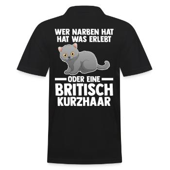 Britisch Kurzhaar Katze - Männer Poloshirt - Schwarz - Hinten - Kai (181cm)