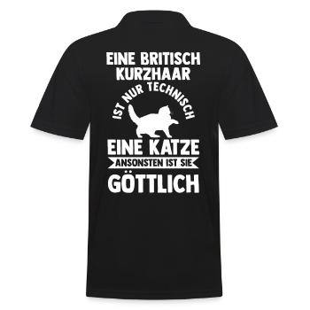 Britisch Kurzhaar Katze - Männer Poloshirt - Schwarz - Hinten - Kai (181cm)