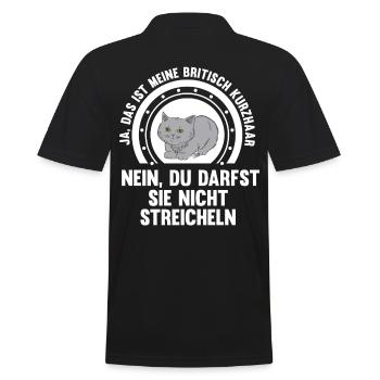 Britisch Kurzhaar Katze - Männer Poloshirt - Schwarz - Hinten - Kai (181cm)