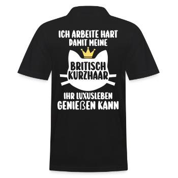Britisch Kurzhaar Katze - Männer Poloshirt - Schwarz - Hinten - Kai (181cm)