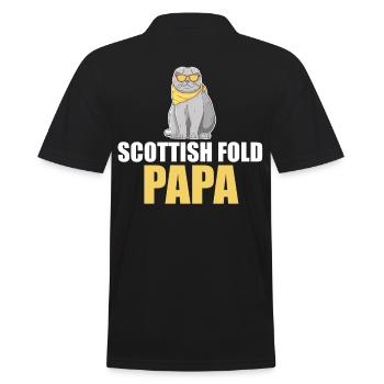 Scottish Fold Katze - Männer Poloshirt - Schwarz - Hinten - Kai (181cm)
