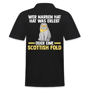Scottish Fold Katze - Männer Poloshirt - Schwarz - Hinten - Kai (181cm)