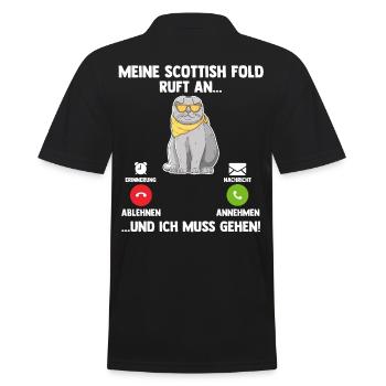 Scottish Fold Katze - Männer Poloshirt - Schwarz - Hinten - Kai (181cm)