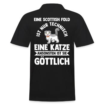 Scottish Fold Katze - Männer Poloshirt - Schwarz - Hinten - Kai (181cm)